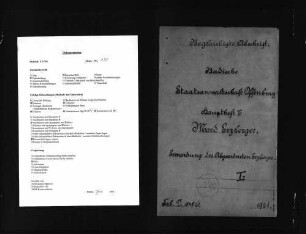 Untersuchungsakten -Hauptheft I (beglaubigte Abschrift)