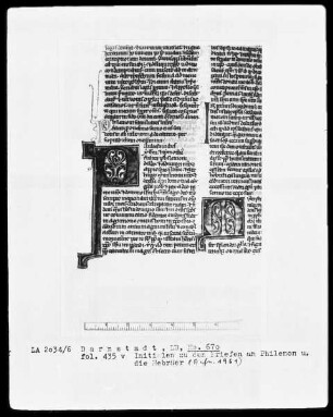 Biblia sacra — Initiale P & Initiale M, Folio 435 verso
