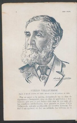 Cirilo Villaverde - Nació el 28 de octubre de 1812. - Murió el 24 de octubre de 1894.