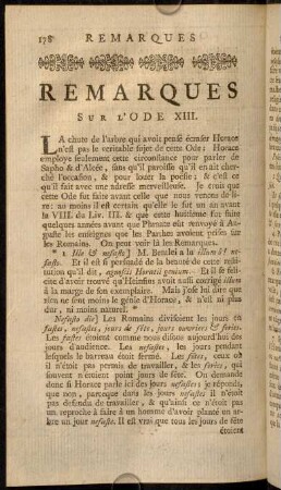 178-191, Remarques-Notes sur l'Ode XIII.