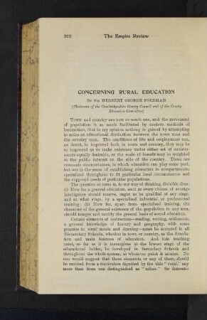 Concerning Rural Education.