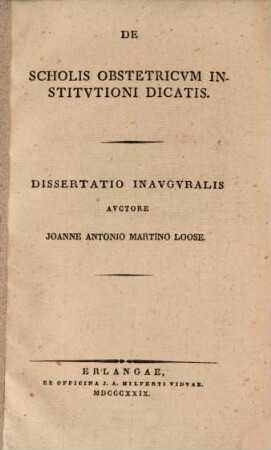 De scholis obstetricum institutioni dicatis : dissertatio inauguralis