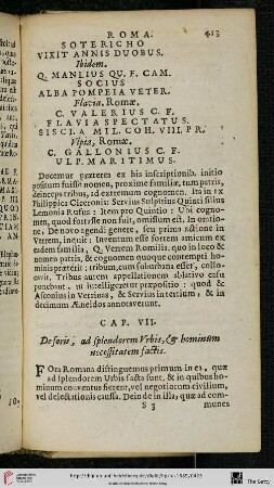 Cap. VII.: De foris, ad splendorem Urbis, & hominum necessitatem factis
