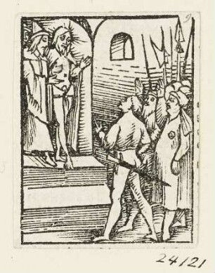 Juden fordern die Kreuzigung Christi, Blatt 9 aus: "Daniel Agricola, Passio domini nostri Jesu Christi", Basel 1514/1515