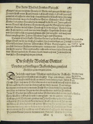 Die sechste Wolthat Gottes: Von der zukünfftigen Aufferstehung unsers Fleisches zum ewigen Leben.