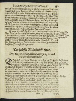 Die sechste Wolthat Gottes: Von der zukünfftigen Aufferstehung unsers Fleisches zum ewigen Leben.