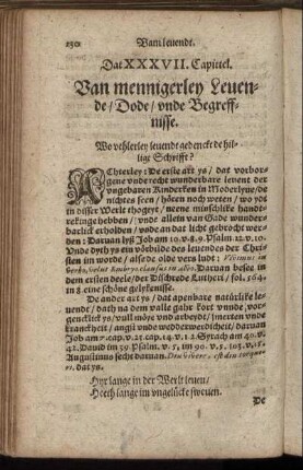 Dat XXXVII. Capittel. Van mennigerley Levende, Dode, unde Begreffnisse.