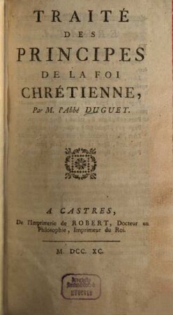 Traité des principes de la foi chrétienne
