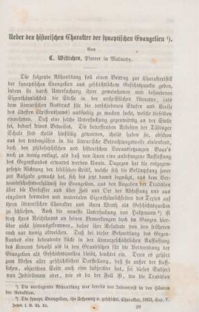 427-482 Ueber den historischen Character der synoptischen Evangelien