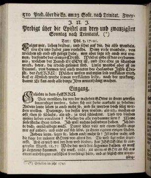 Predigt über die Epistel am drey und zwanzigsten Sonntag nach Trinitatis.