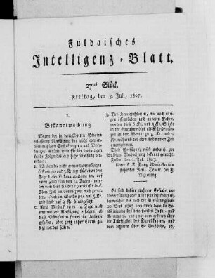 27tes Stück, Ausgabe vom 3. Jul., 1807
