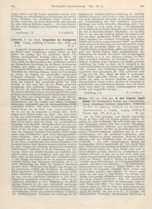659-660 [Rezension] Luthardt, Chr. Ernst, Kompendium der theologischen Ethik
