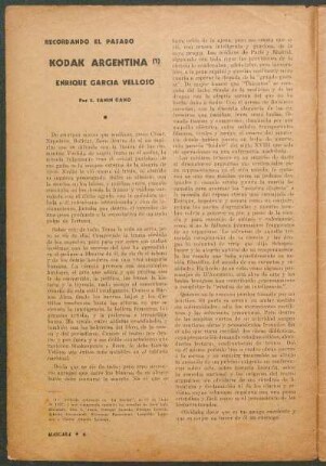 Kodak Argentina : Recuerdos del Pasado - Enrique García Velloso