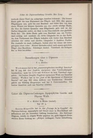 Bermerkungen über 2 Dipteren