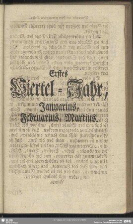 Erstes Viertel-Jahr, Januarius, Februarius, Martius