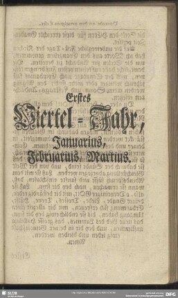 Erstes Viertel-Jahr, Januarius, Februarius, Martius