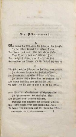 Die Pflanzenwelt ein Spiegelbild des Göttlichen und Heiligen : poetische Versuche