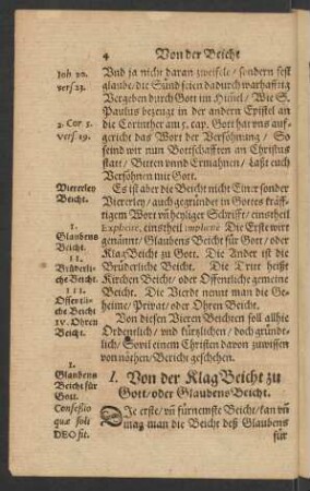 I. Von der Klag Beicht zu Gott/ oder Glaubens Beicht.