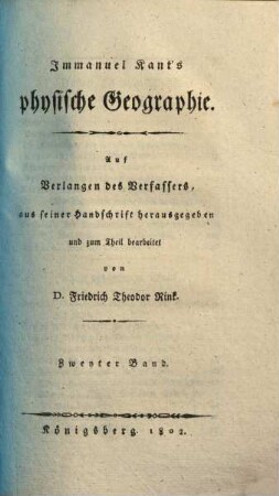 Immanuel Kant's physische Geographie. 2