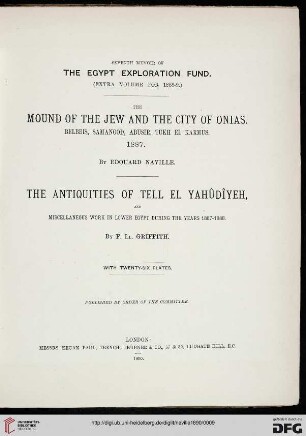 The Mound of the Jew and the City of Onias : Belbeis, Samanood, Abusir, Tukh el Karmus, 1887