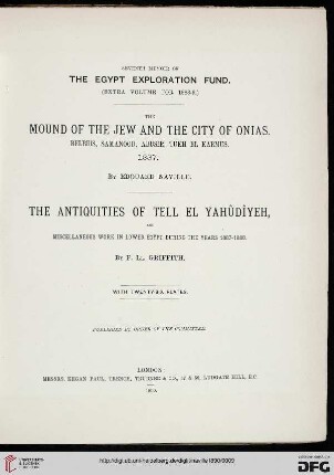 The Mound of the Jew and the City of Onias : Belbeis, Samanood, Abusir, Tukh el Karmus, 1887