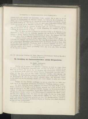 Die Herstellung von Knochenstrukturbildern mittelst Röntgenstrahlen