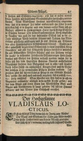 Der Hochgesinnte Vladislaus Locticus.