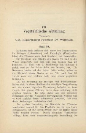 VII. Vegetabilische Abteilung