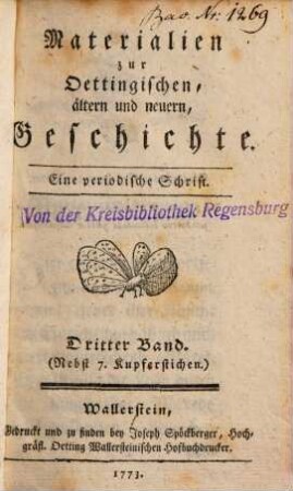 Materialien zur Oettingischen, ältern und neuern, Geschichte : eine periodische Schrift, 3