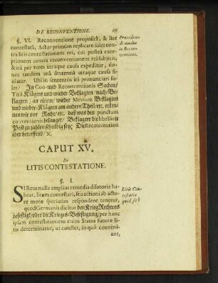 Caput XV. De litis contestatione.