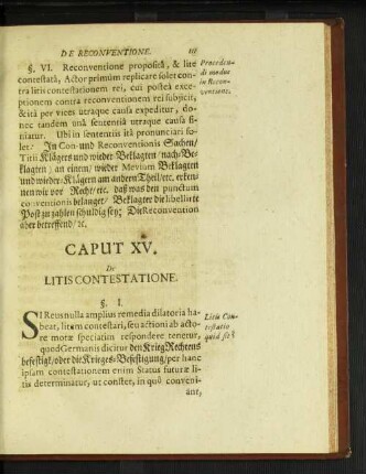 Caput XV. De litis contestatione.