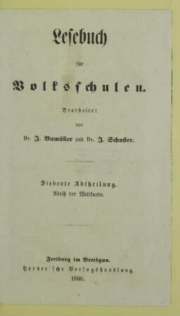 Abth. 7: Abriß der Weltkunde