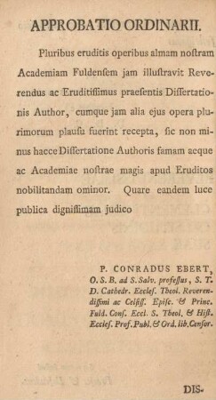 Approbatio ordinarii.