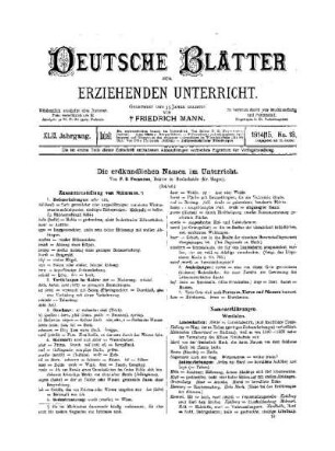 Die erdkundlichen Namen im Unterricht : (Schluß)