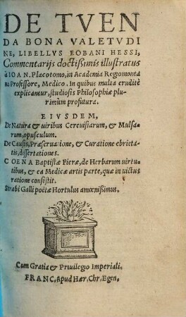 De tuenda bona valetudine libellus Eobani Hessi