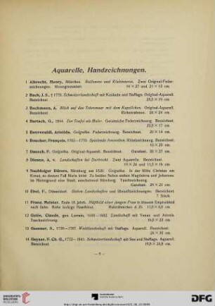 Aquarelle, Handzeichnungen (Nr. 1-26)