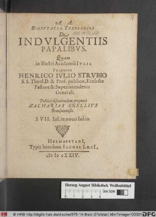 Disputatio Theologica De Indulgentiis Papalibus