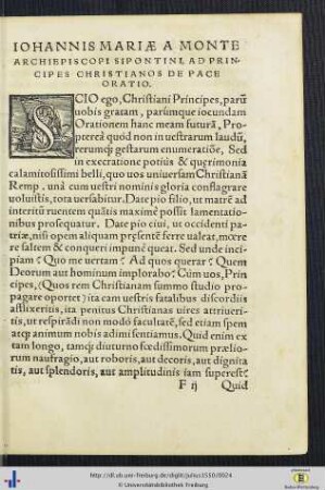 Ad principes christianos de pace oratio.