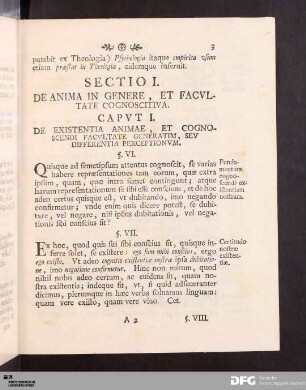 Sectio I. De Anima In Genere, Et Facvltate Cognoscitiva.