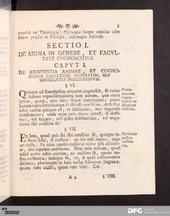 Sectio I. De Anima In Genere, Et Facvltate Cognoscitiva.