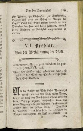 VII. Predigt. Von der Verläugnung der Welt.