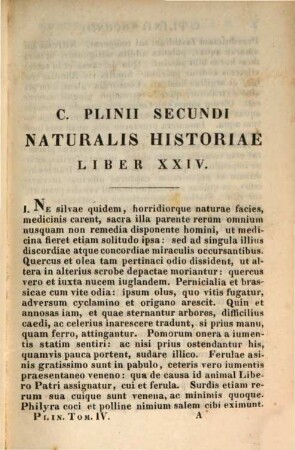 Caii Plinii Secundi Historiae naturalis libri XXXVII : ad optimorum librorum fidem editi cum indice rerum. 4, Lib. XXIV - XXXIV.