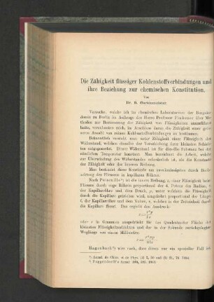 Die Zähigkeit flüssiger Kohlenstoffverbindungen und ihre Beziehung zur chemischen Konstitution.