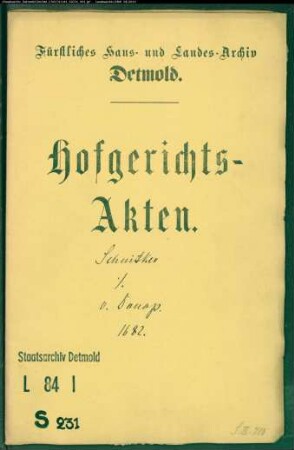 Schnitker, Reinhards (Reinekes) Witwe gegen Levin Ernst von Donop zu Lüdershof - Schuldforderung