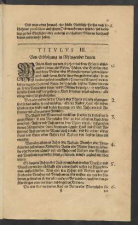 Titulus III. Von Erbfolgung in Absteigender Linien.