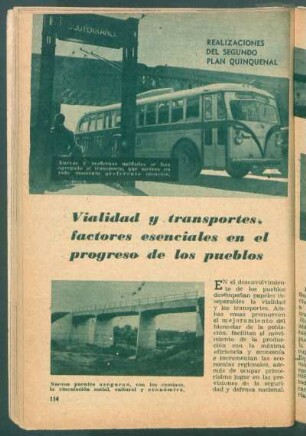 Vialidad y transportes, factores esenciales en el progreso de los pueblos