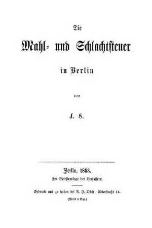 Die Mahl- und Schlachtsteuer in Berlin