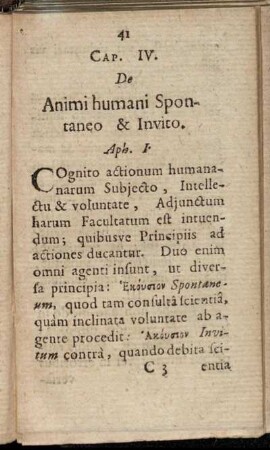 Cap. III. De Animi humani Spontaneo & Invito.