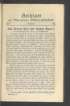 Beiblatt N° 6. November. 1914