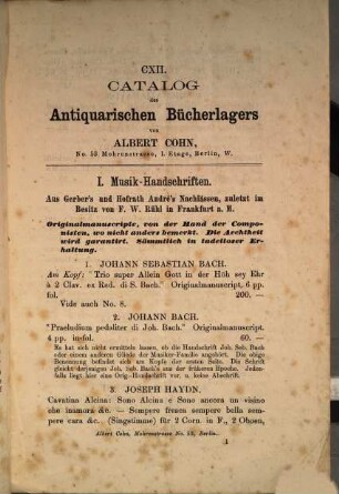 Catalog des antiquarischen Bücherlagers von Albert Cohn in Berlin, 112